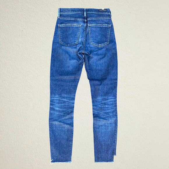 Citizens of Humanity high rise skinny jeans with cutoff frayed raw hem front cut - Picture 5 of 10